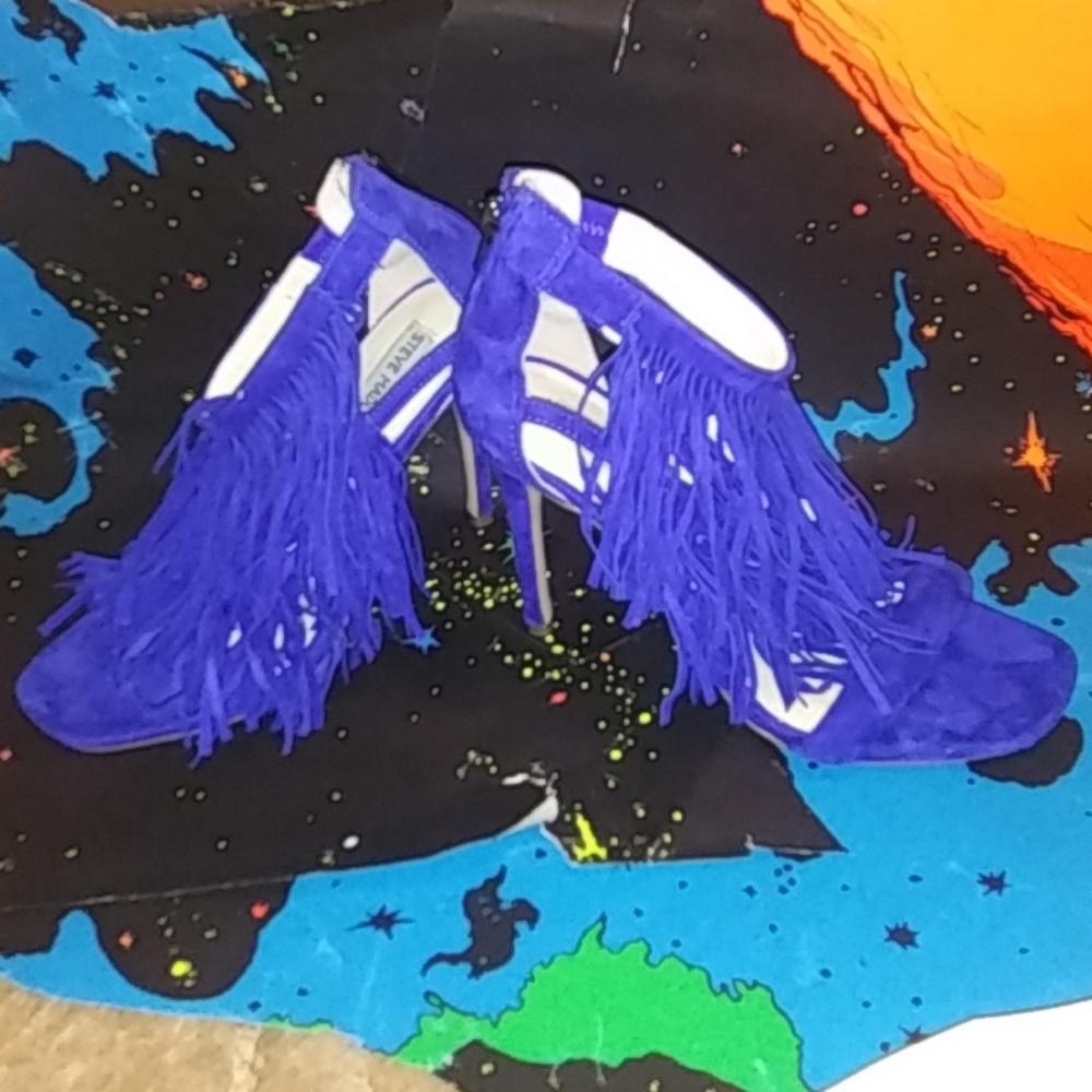 Blue Suede Steve Madden Moccasin Heels